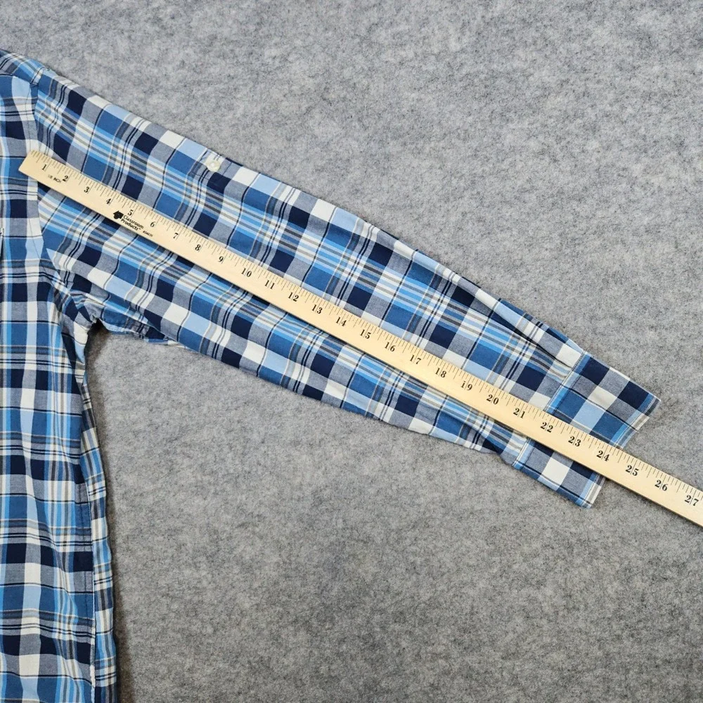Banana Republic Mens Button Up Shirt Size L Blue Plaid Long Sleeve Cotton Casual